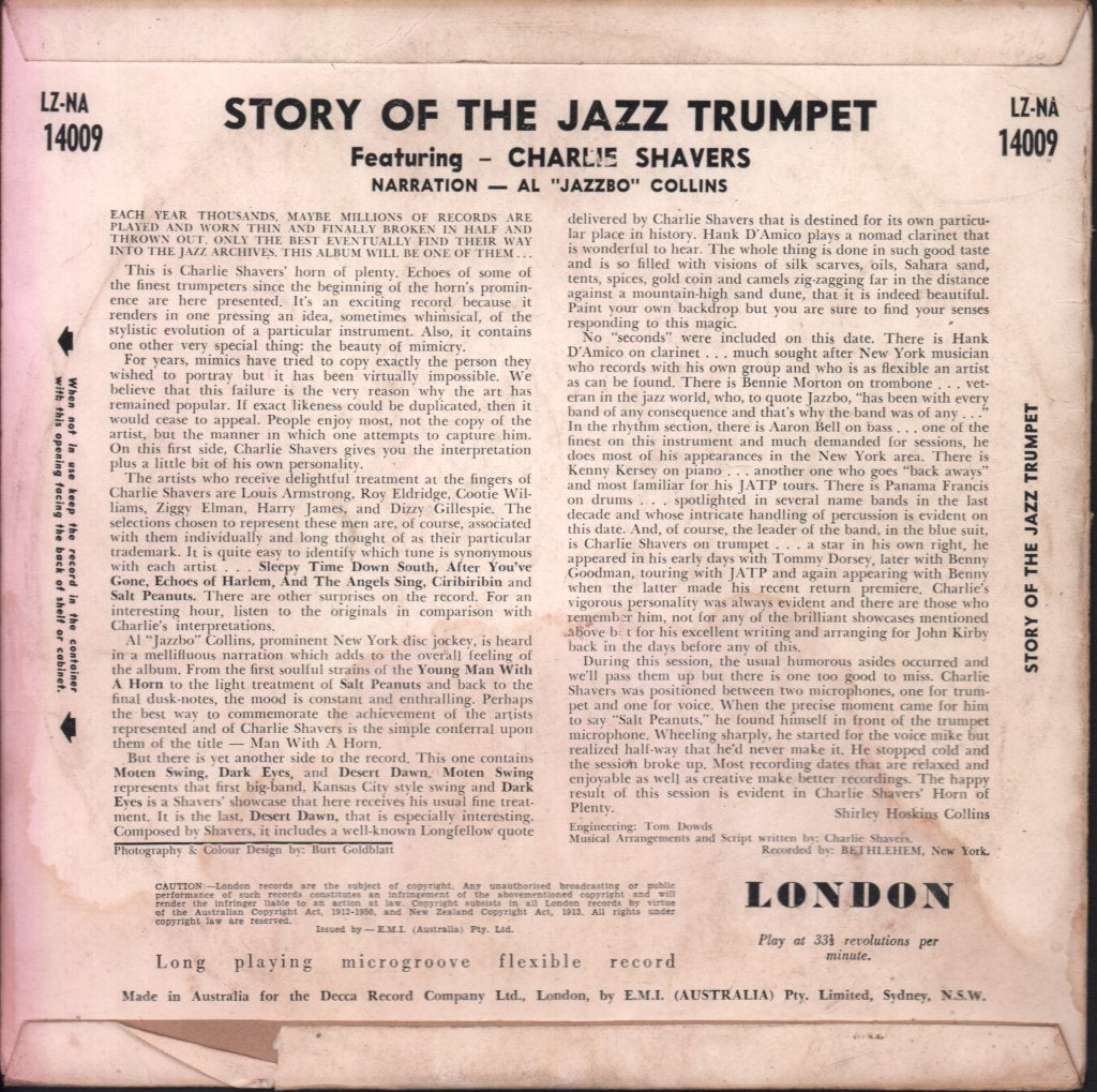 Charlie Shavers Quintet - Story Of The Jazz Trumpet - 10 Inch