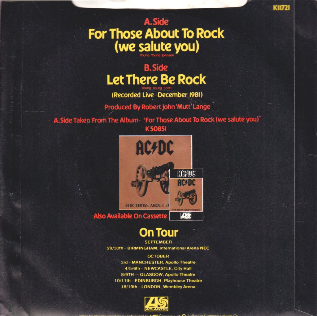 AC/DC - For Those About To Rock - 7 Inch