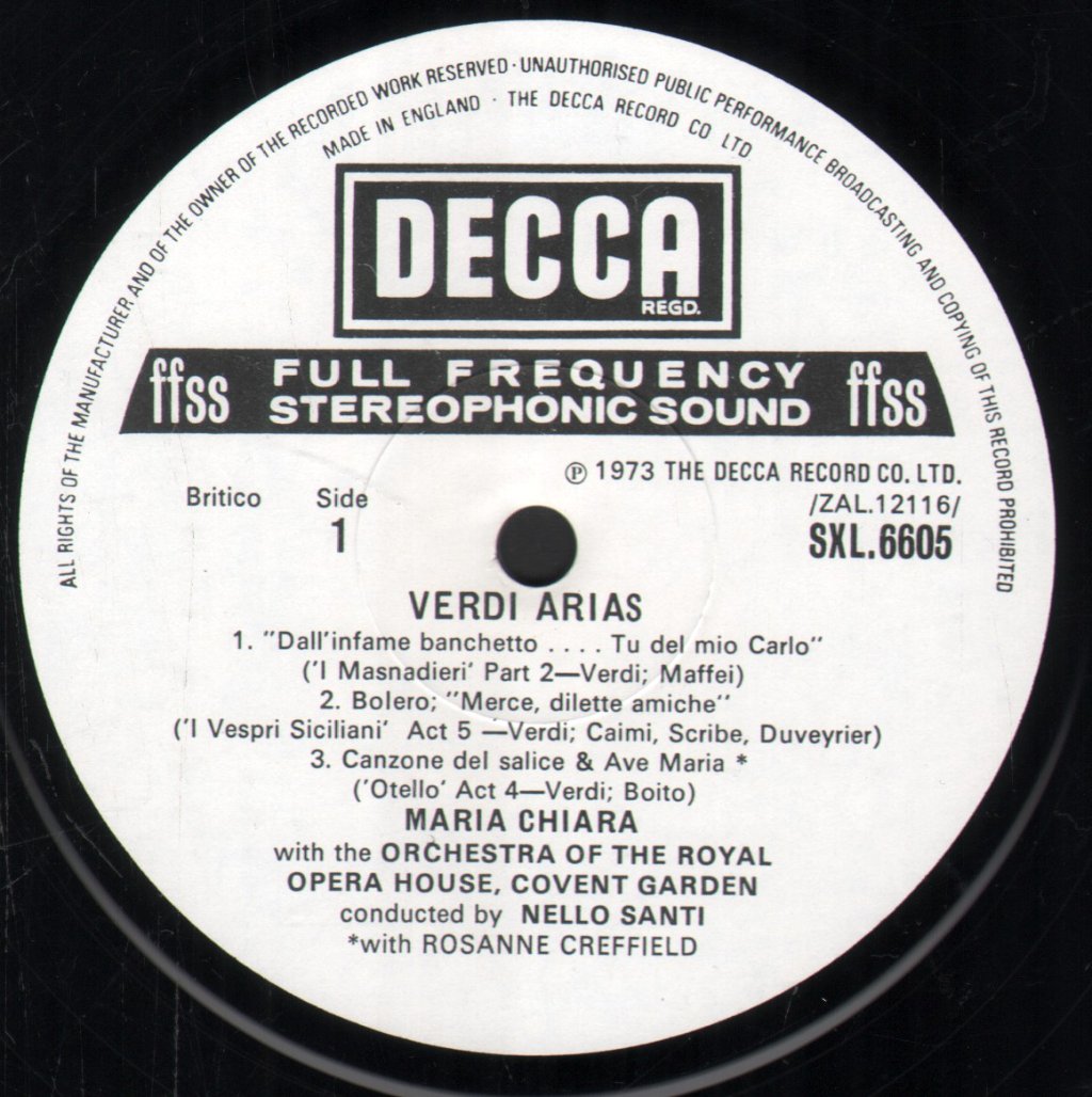 Maria Chiara - Maria Chiara Sings Verdi Arias - Lp