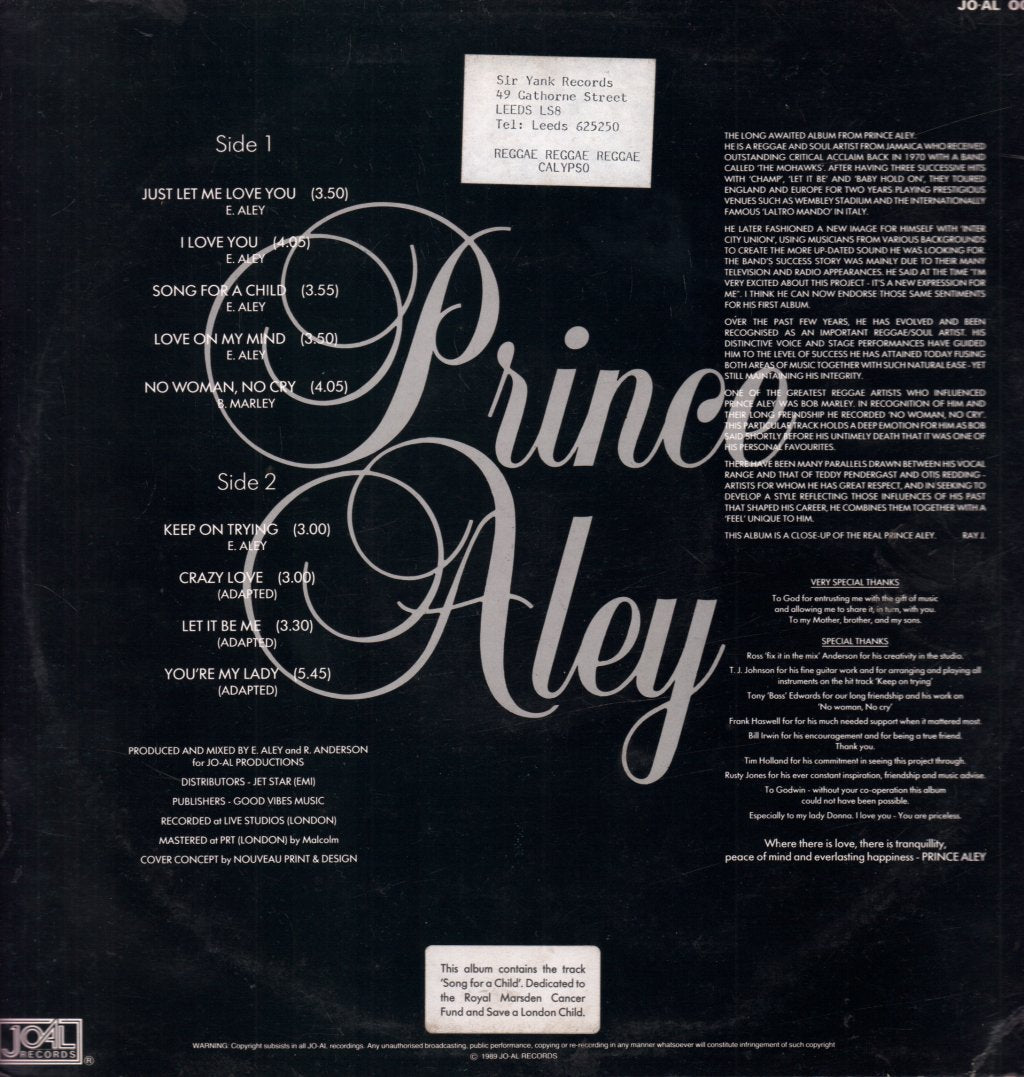 Prince Aley - Just Let Me Love You - Lp