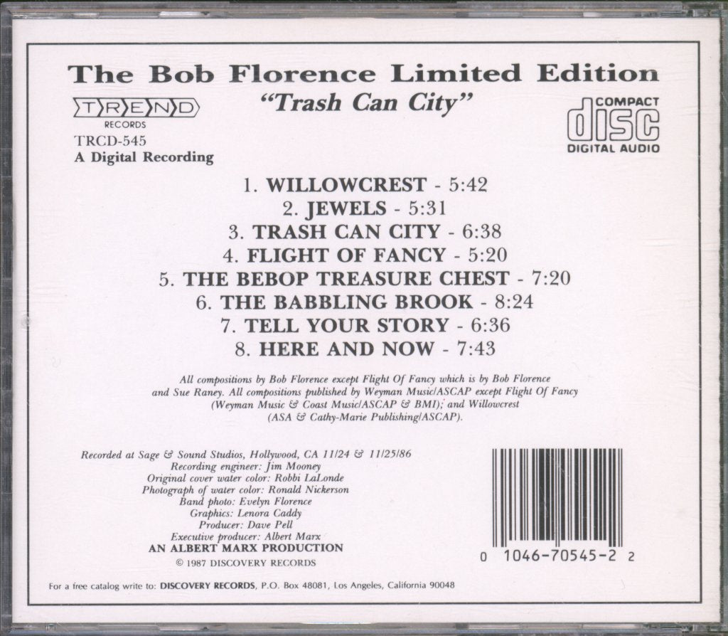 Bob Florence Limited Edition - Trash Can City - Cd