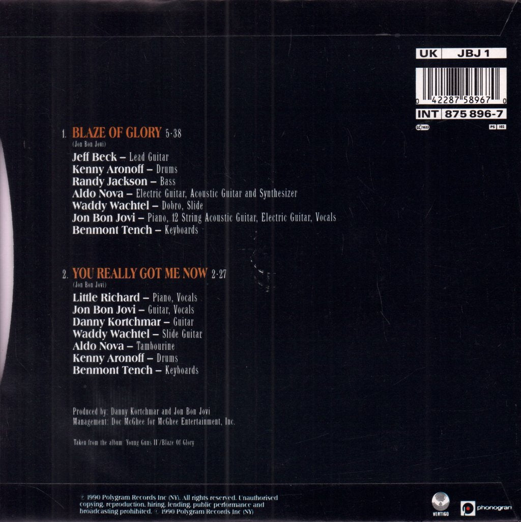 Jon Bon Jovi - Blaze Of Glory - 7 Inch