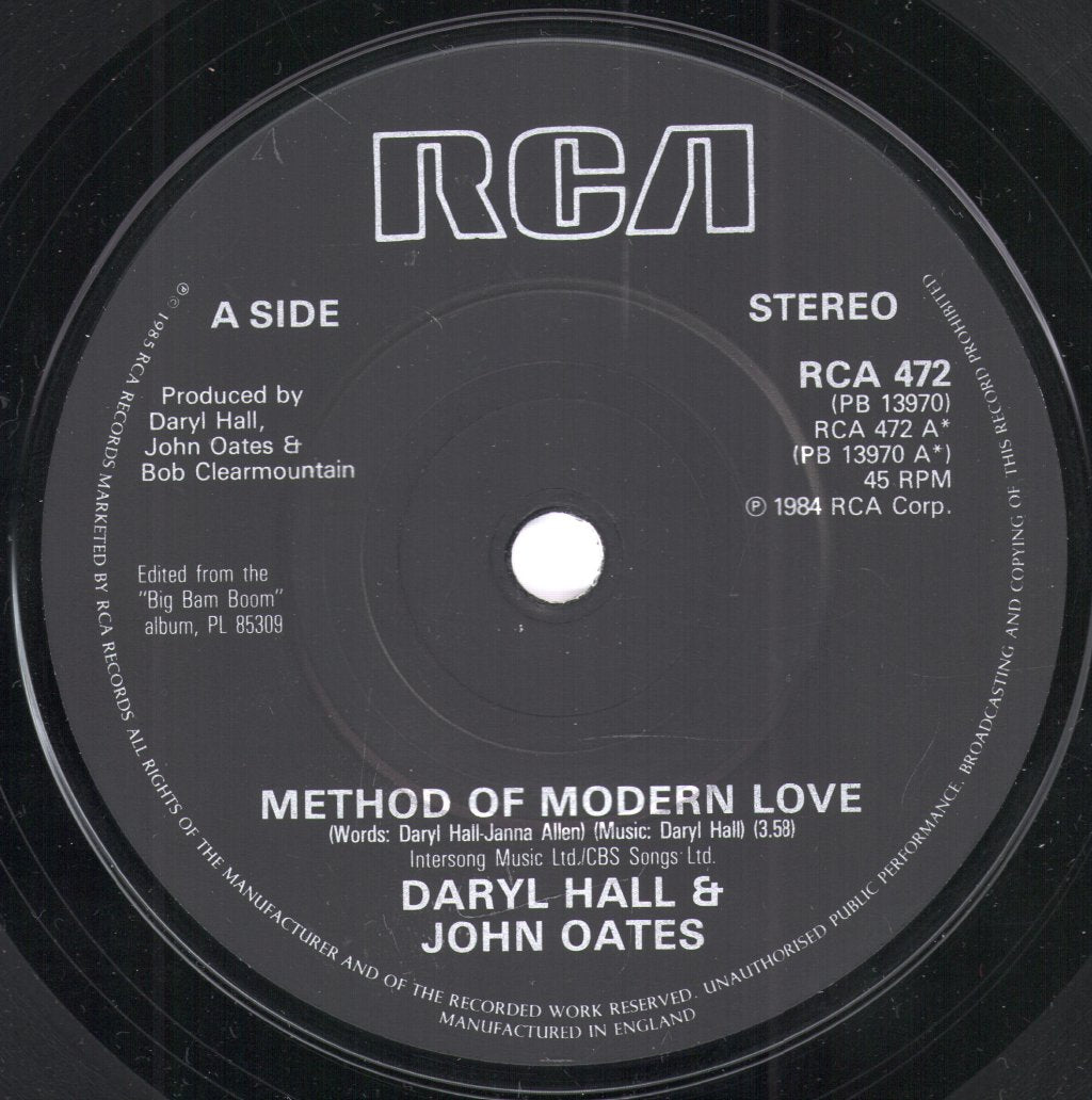 Hall And Oates - Method Of Modern Love - 7 Inch