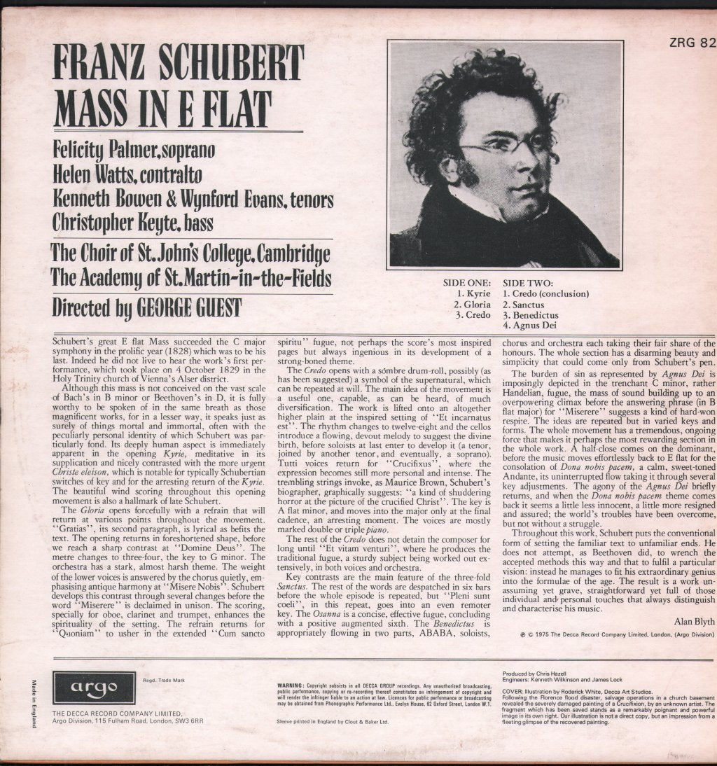 Felicity Palmer / Helen Watts / Kenneth Bowen / Wynford Evans / Christopher Keyte / George Guest - Schubert - Mass In E Flat - Lp