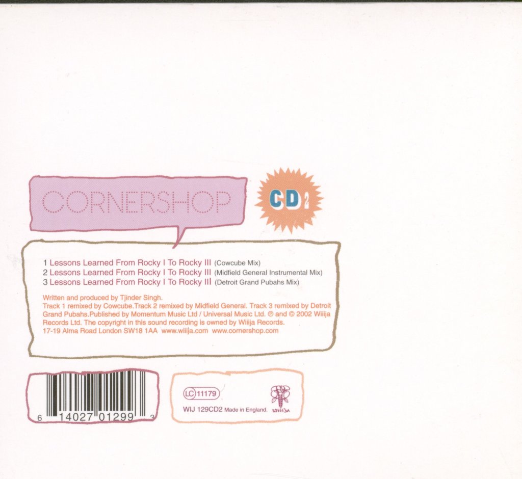 Cornershop - Lessons Learned From Rocky 1 To Rocky 3 - Cd
