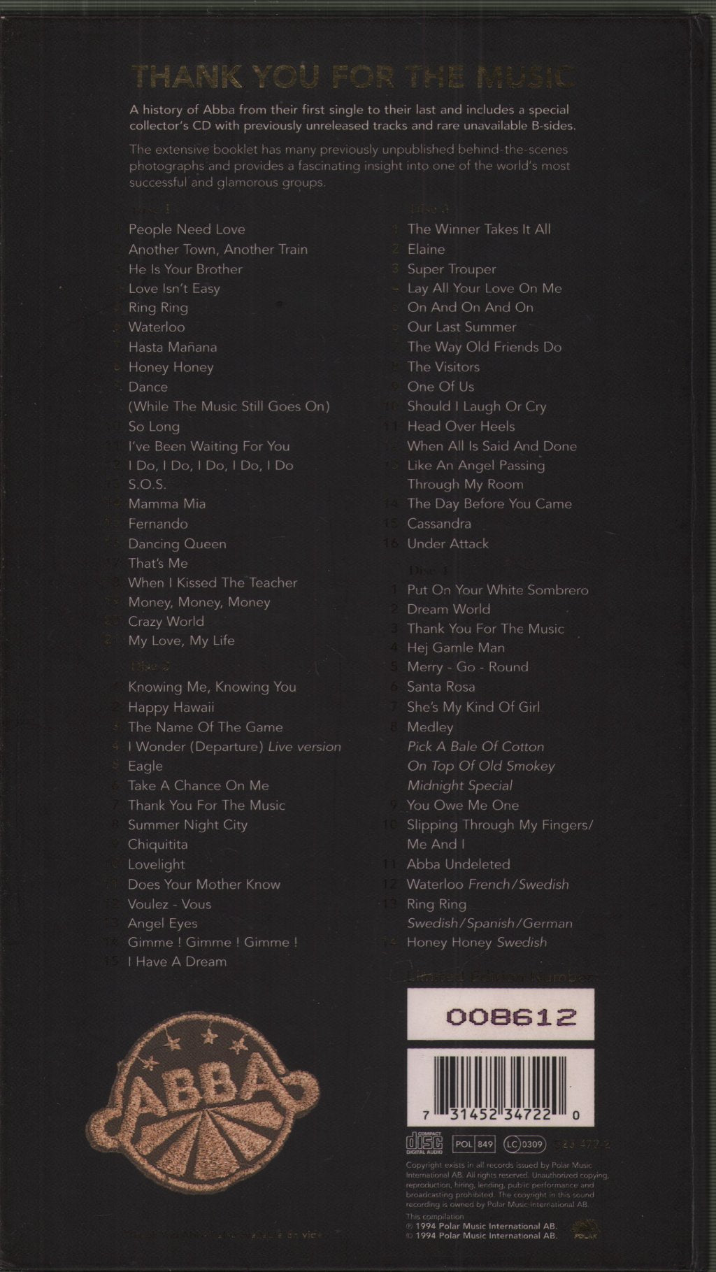 ABBA - Thank You For The Music - Cd Set