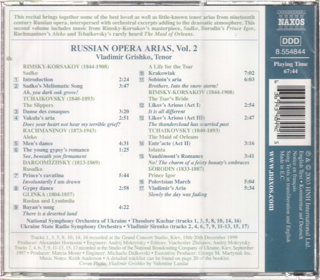 Vladimir Grishko - Russian Opera Arias, Vol. 2 (Sadko • Prince Igor • Rusalka • A Life For The Tsar) - Cd