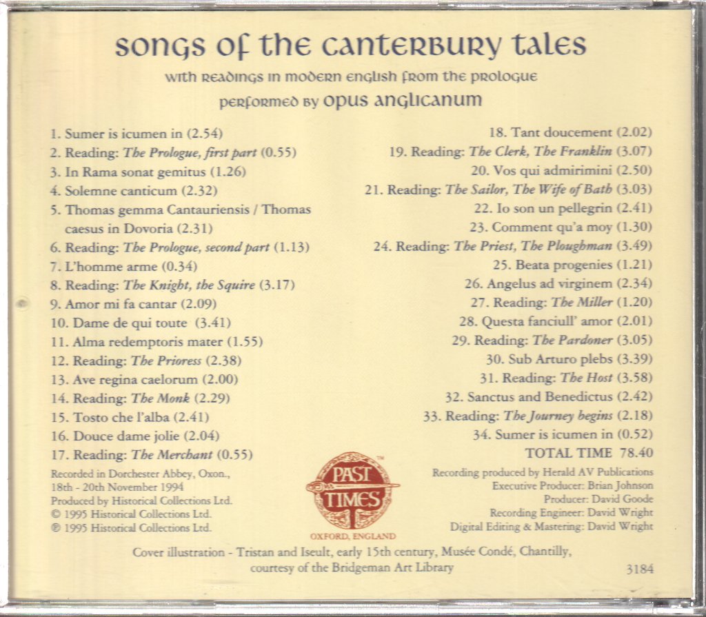 Opus Anglicanum - Songs Of The Canterbury Tales - Cd