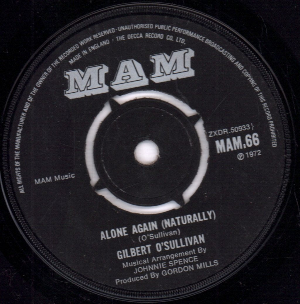 Gilbert O'Sullivan - Alone Again - 7 Inch