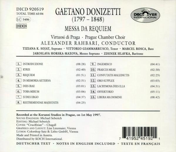 Gaetano Donizetti, Virtuosi Di Praga, Alexander Rahbari - Messa Da Requiem - Cd
