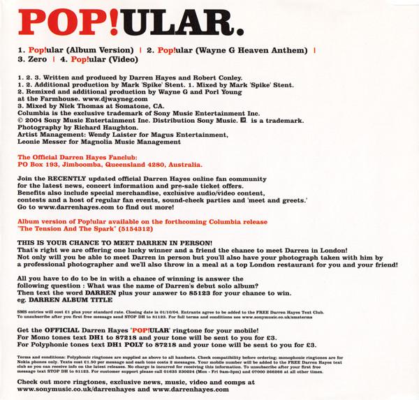 Darren Hayes - Pop!ular - Cd