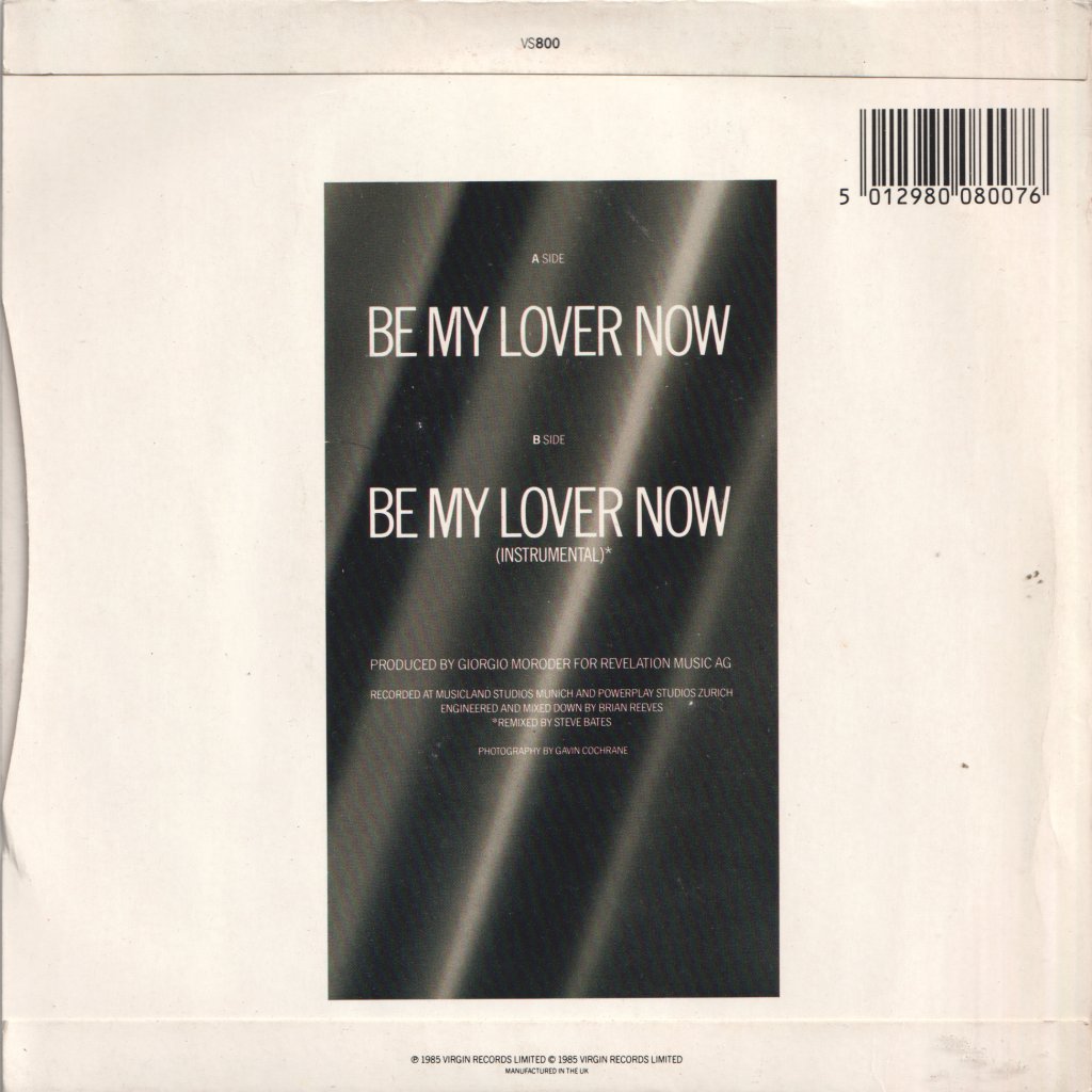 Giorgio Moroder With Philip Oakey - Be My Lover Now - 7 Inch