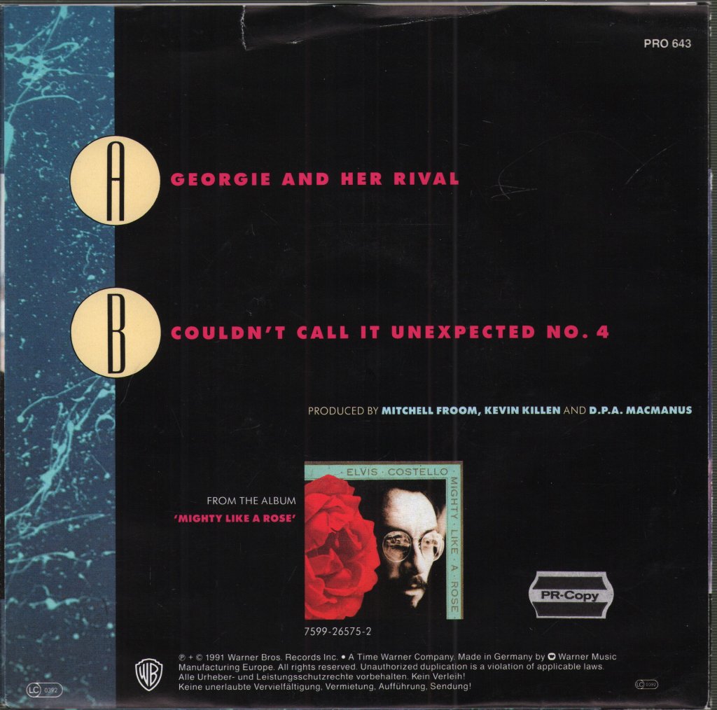 Elvis Costello - Georgie And Her Rival - 7 Inch