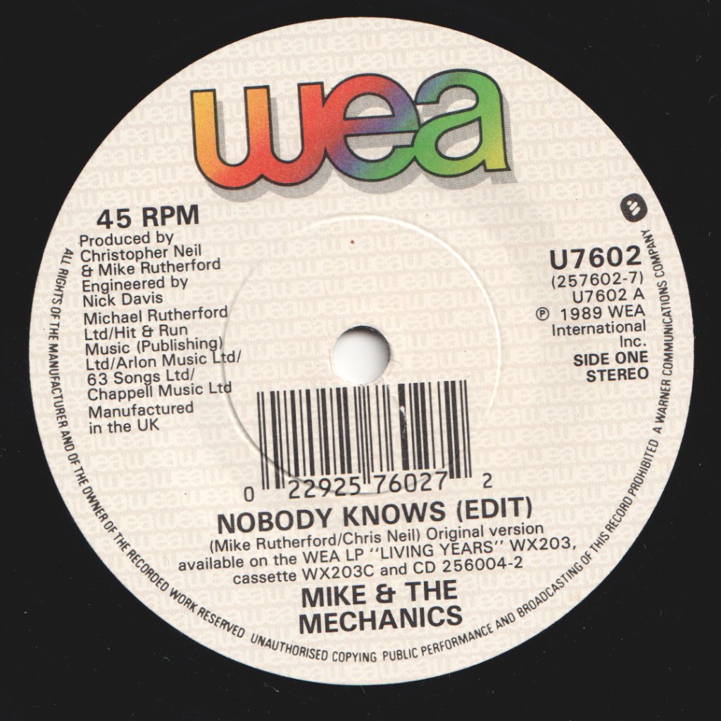 Mike And The Mechanics - Nobody Knows - 7 Inch