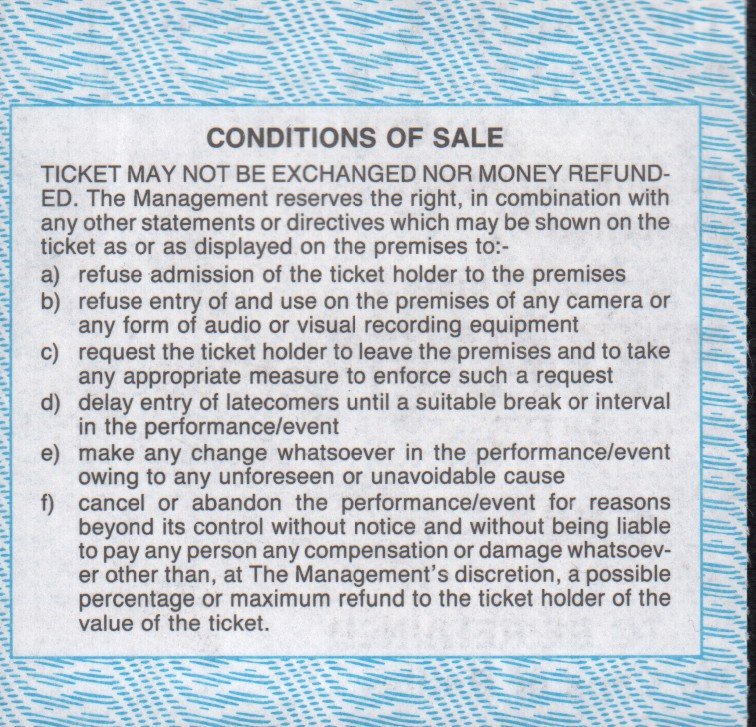 Rick Wakeman - halifax piece hall 20 sept 1988 - Ticket