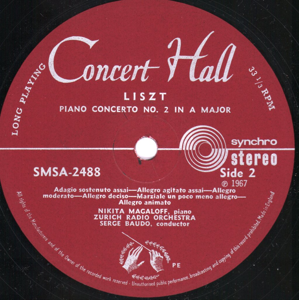 Nikita Magaloff / Zurich Radio Orchestra / Serge Baudo - Liszt Piano Concertos Nos. 1 & 2 - Lp