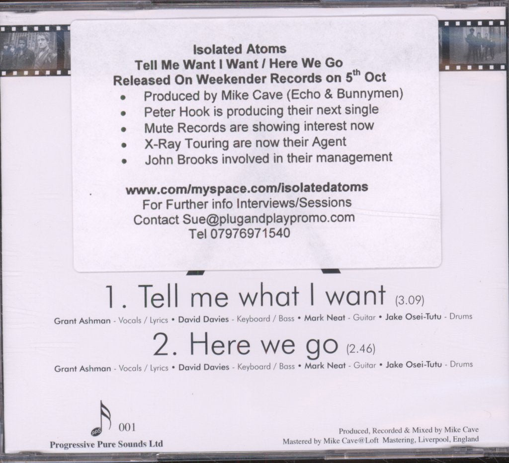 Isolated Atoms - Tell Me What I Want / Here We Go - Cd