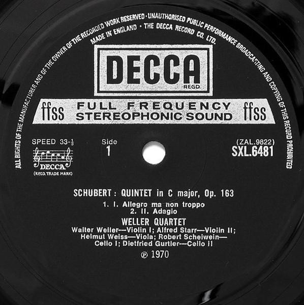 Weller Quartet - Schubert Quintet In C Major - Lp