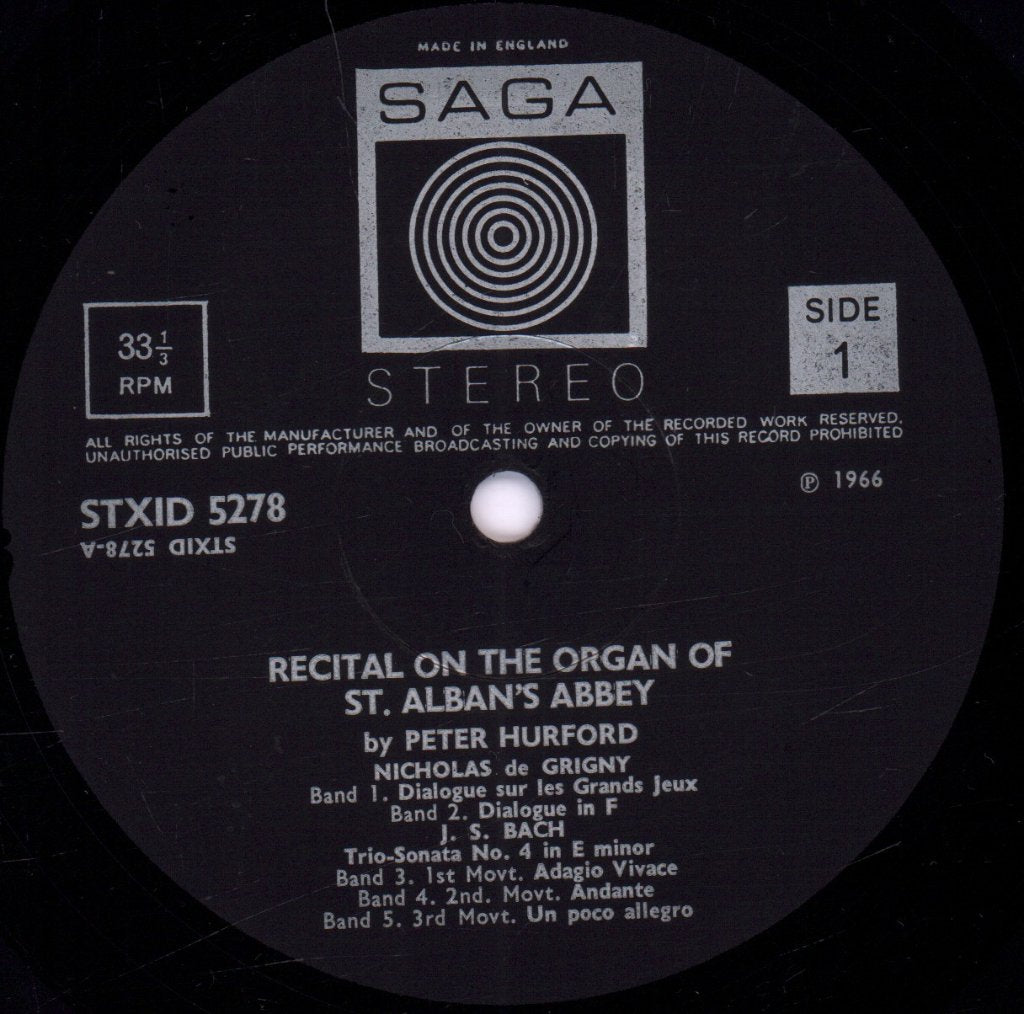 Peter Hurford - Recital On The Organ Of St. Alban's Abbey - Lp