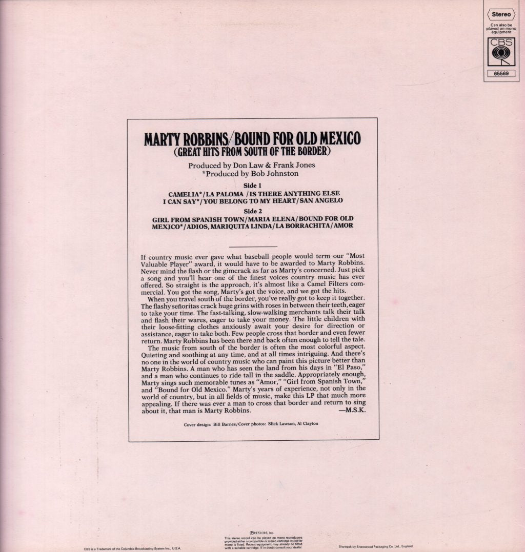 Marty Robbins - Bound For Old Mexico - Lp