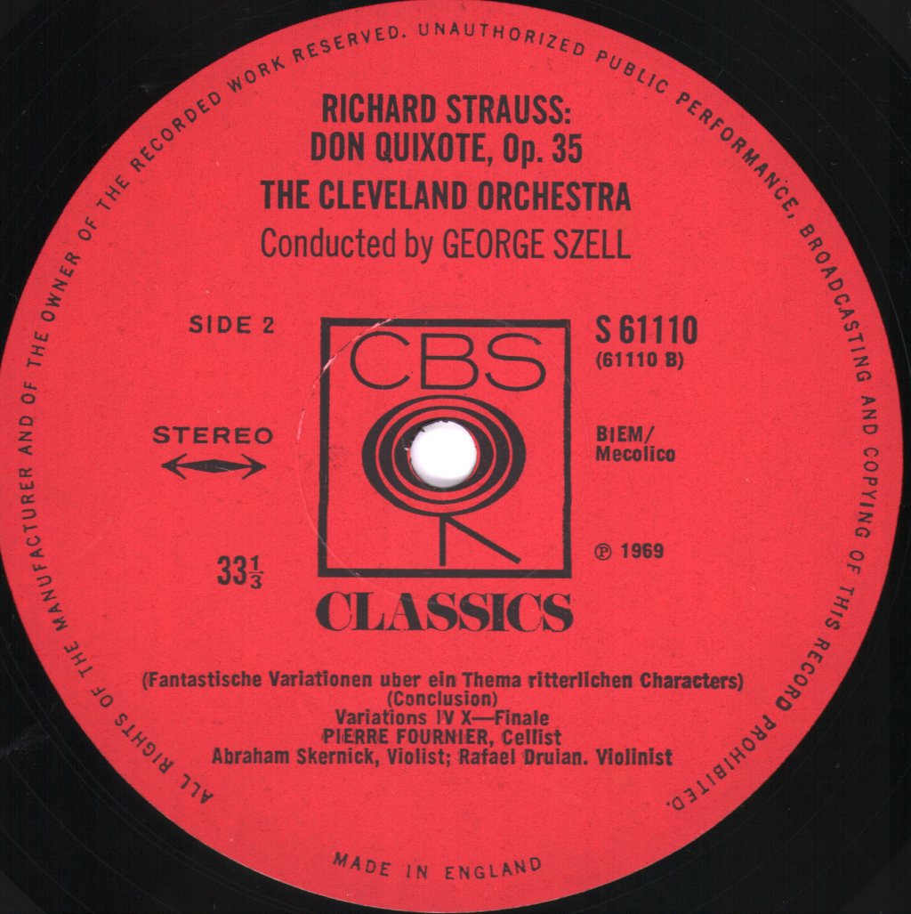 Pierre Fournier / George Szell / Cleveland Orchestra - Strauss - Don Quixote - Lp