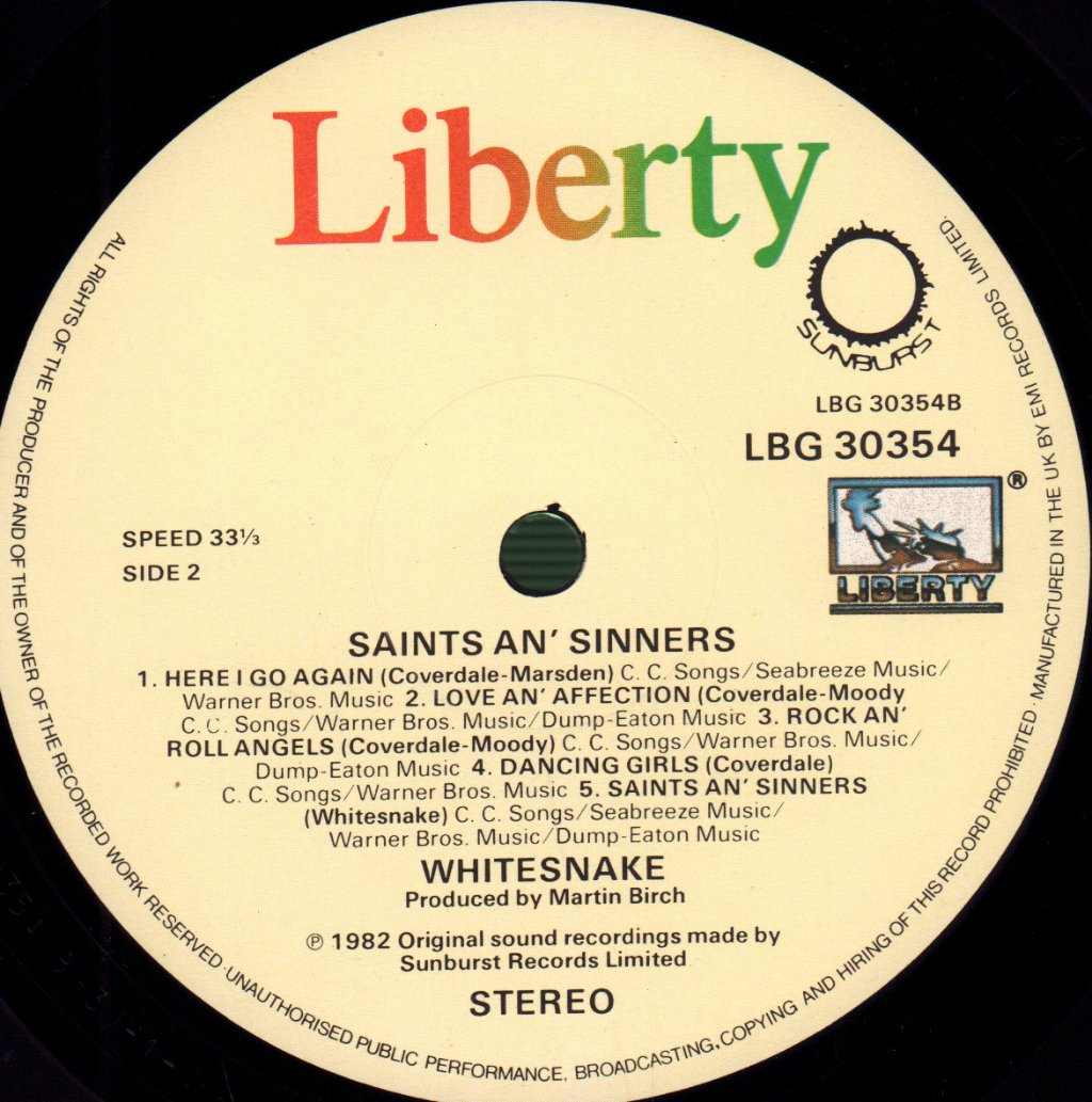 Whitesnake - Saints And Sinners - Lp