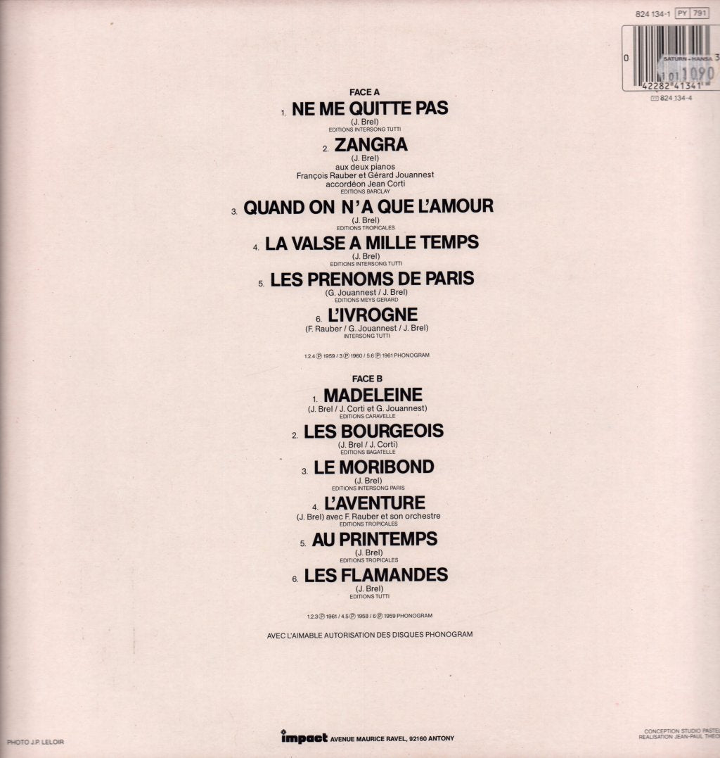 Jacques Brel - Programme Plus - Lp