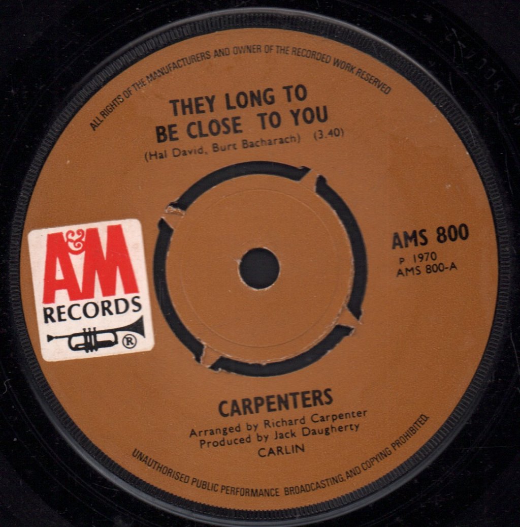 Carpenters - They Long To Be Close To You - 7 Inch