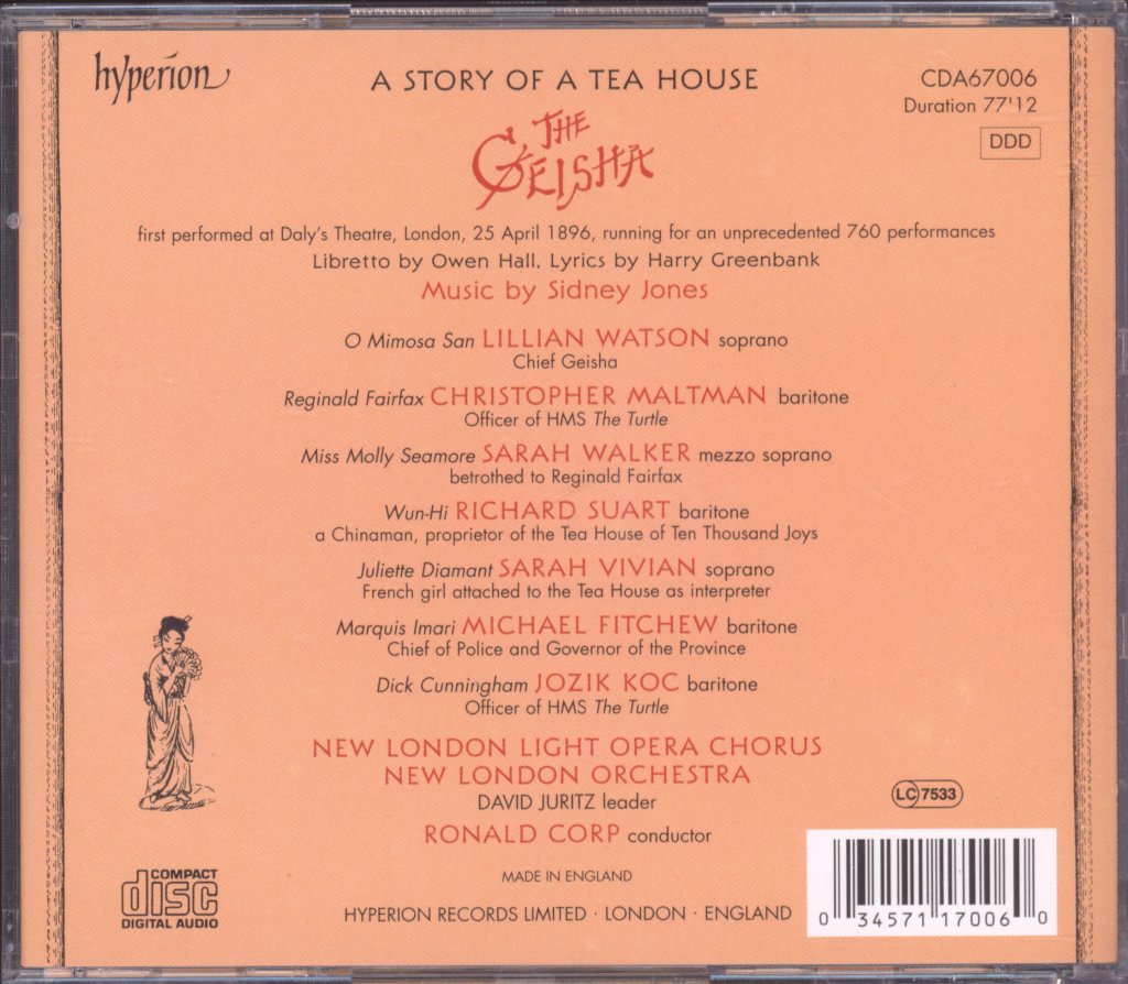 New London Light Opera Chorus & Orchestra, Ronald Corp - Sidney Jones - Geisha - Cd