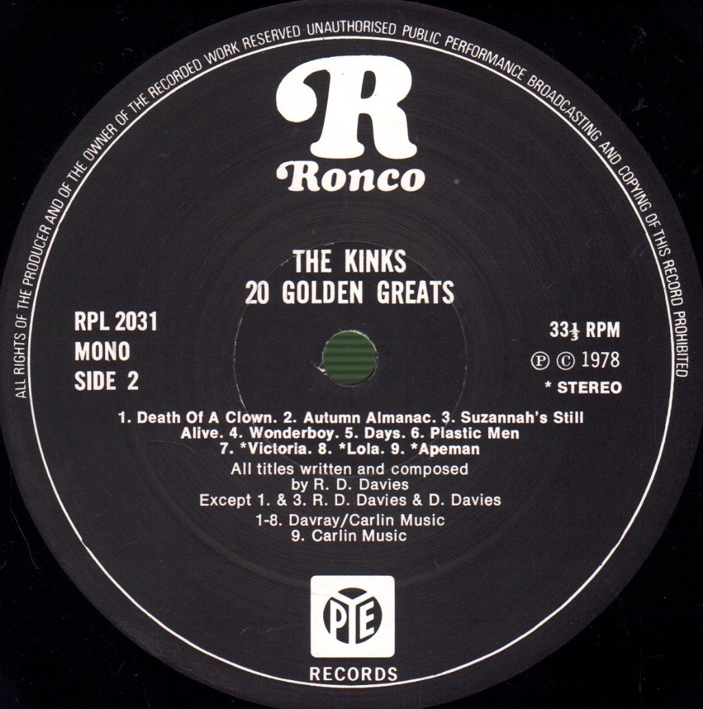 Kinks - 20 Golden Greats - Lp