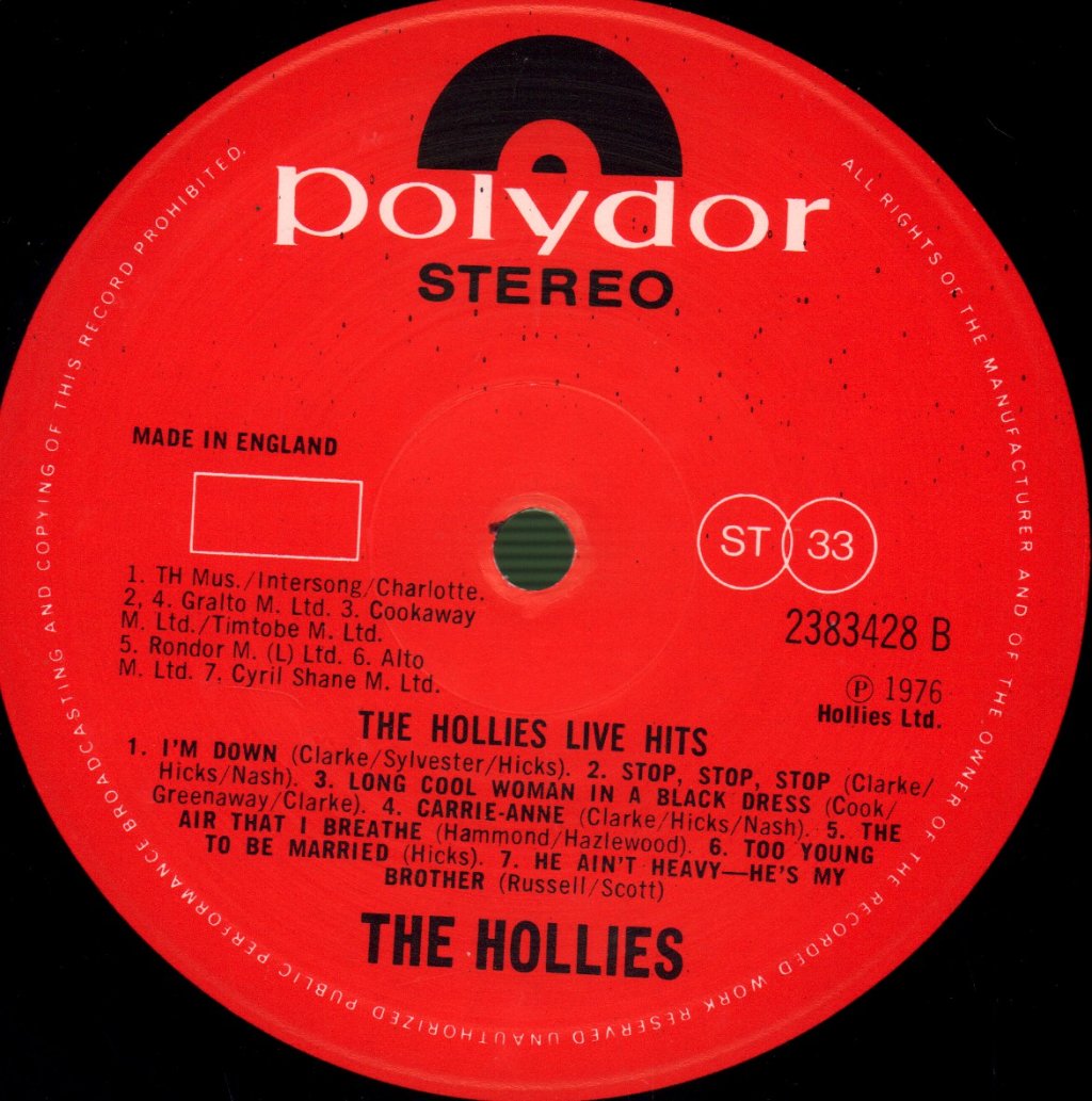 Hollies - Live Hits - Lp