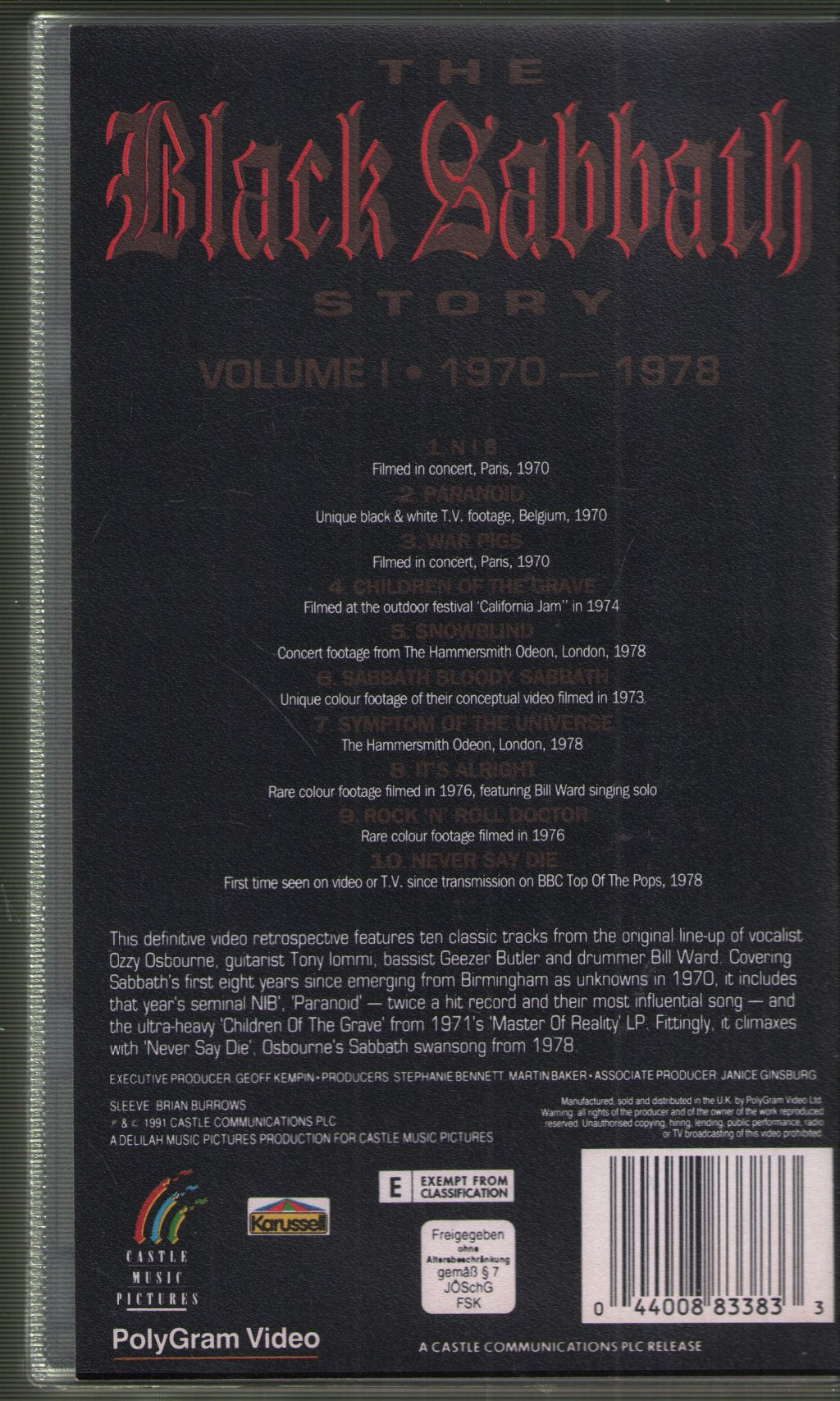 Black Sabbath - Black Sabbath Story Volume I 1970 - 1978 - Video