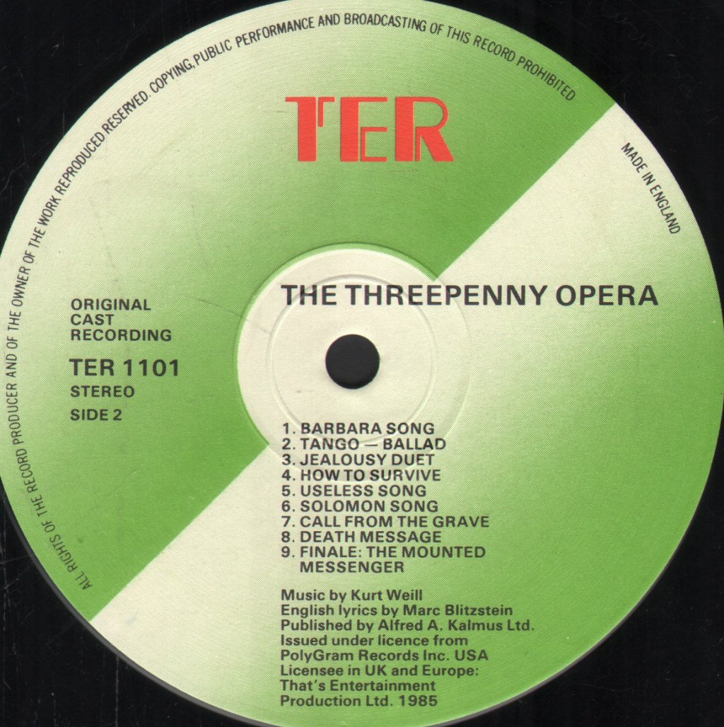 Threepenny Opera - Original Cast Recording - Lp