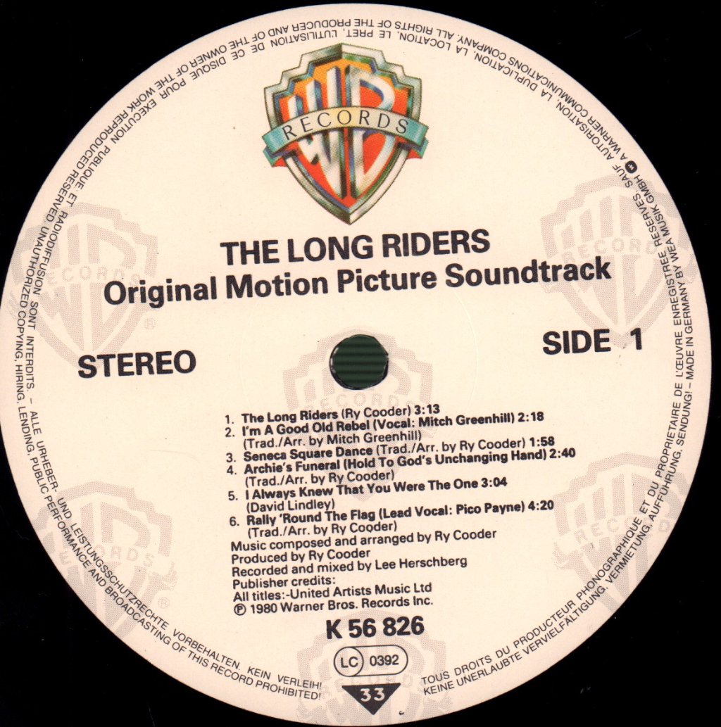 Ry Cooder - Long Riders - Lp
