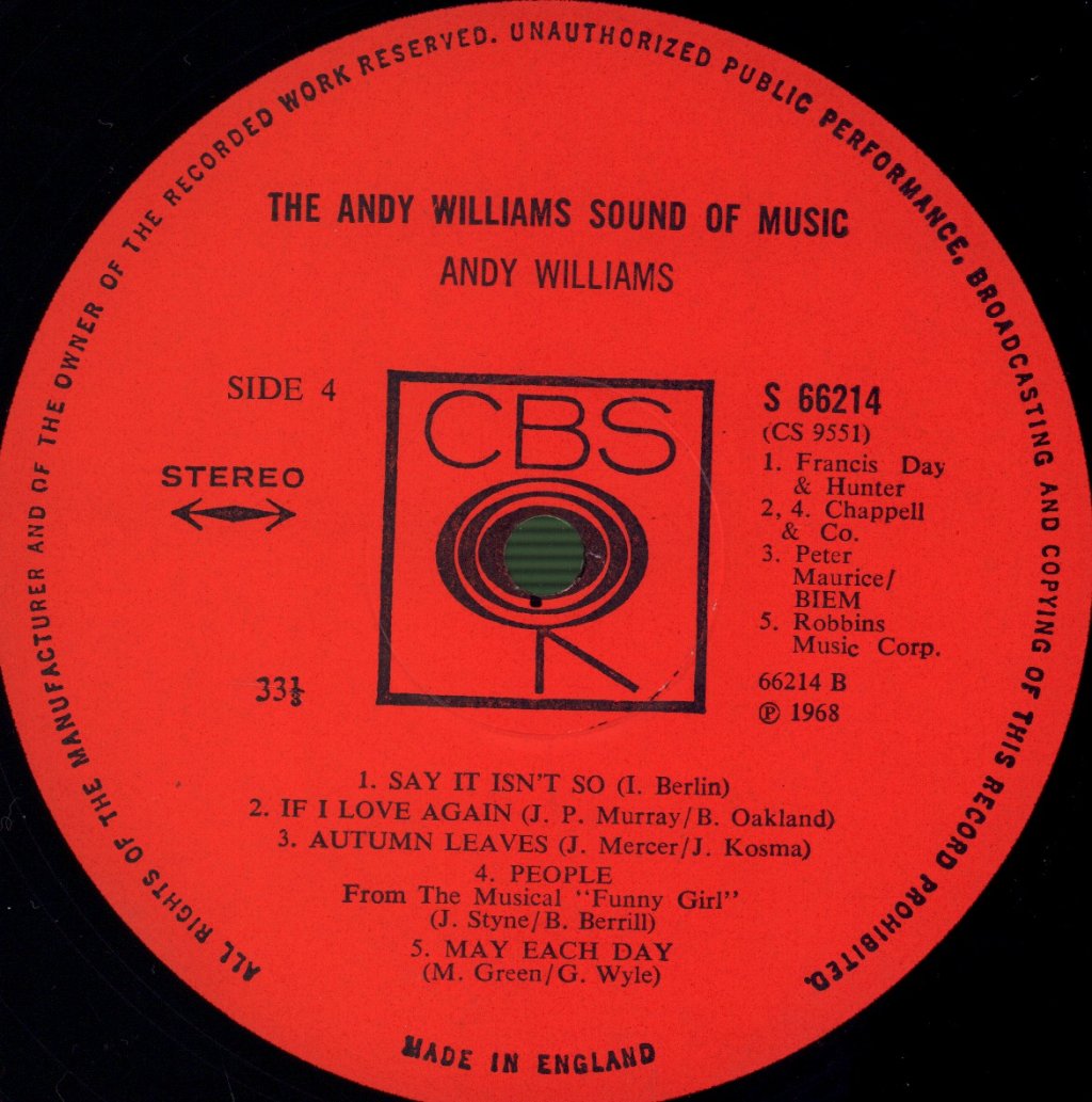 Andy Williams - Andy Williams Sound Of Music - Double Lp