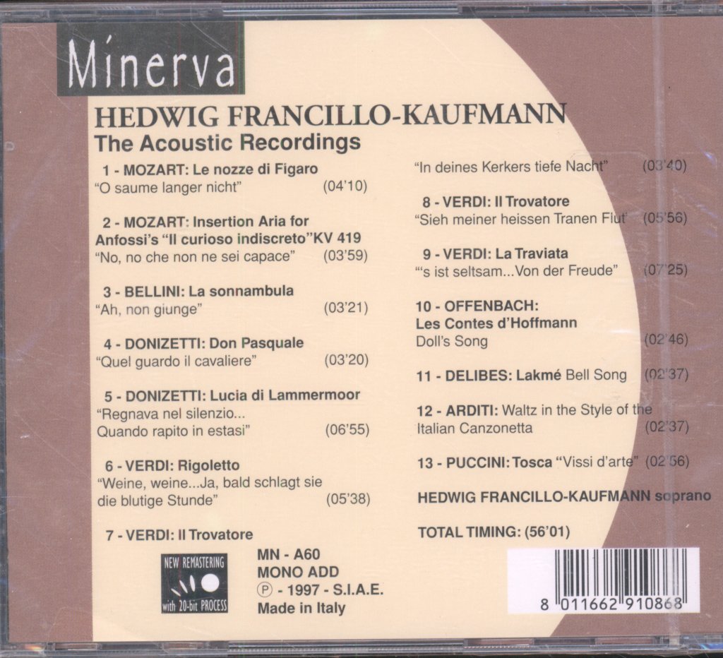 Hedwig Francillo-Kaufmann - Acoustic Recordings - Cd