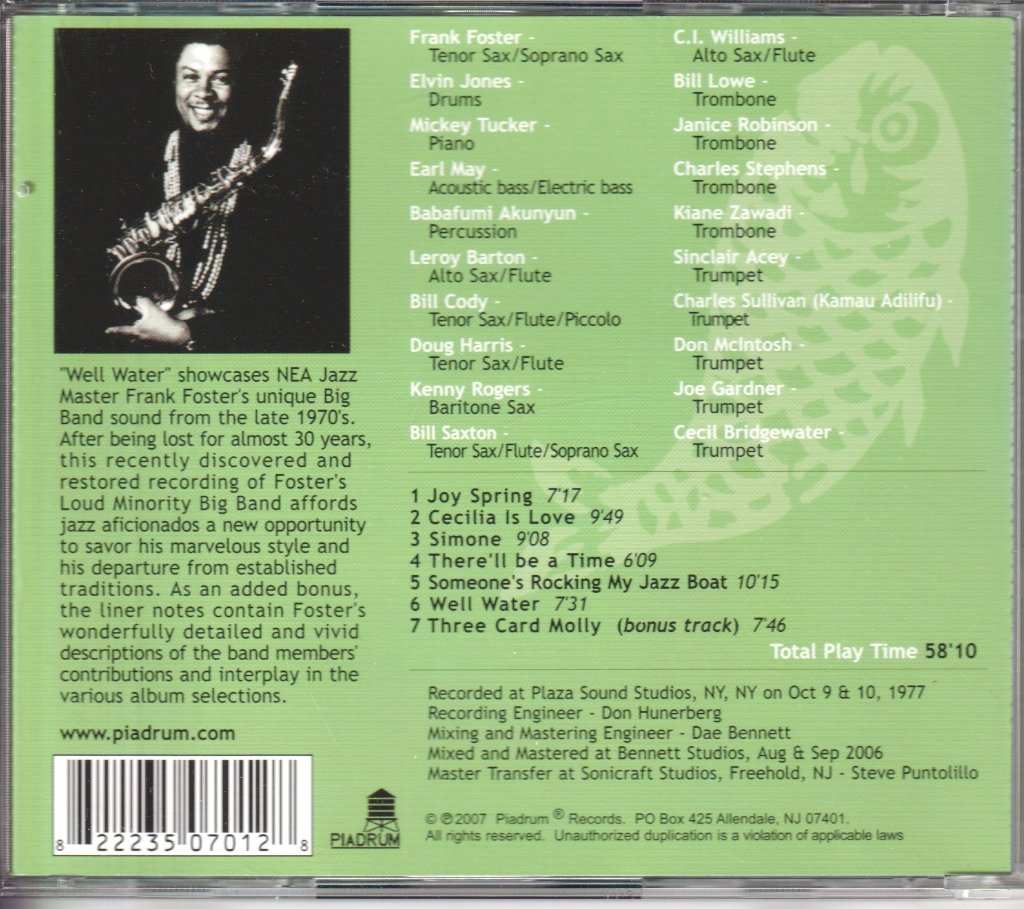 Frank Foster - Well Water - Cd