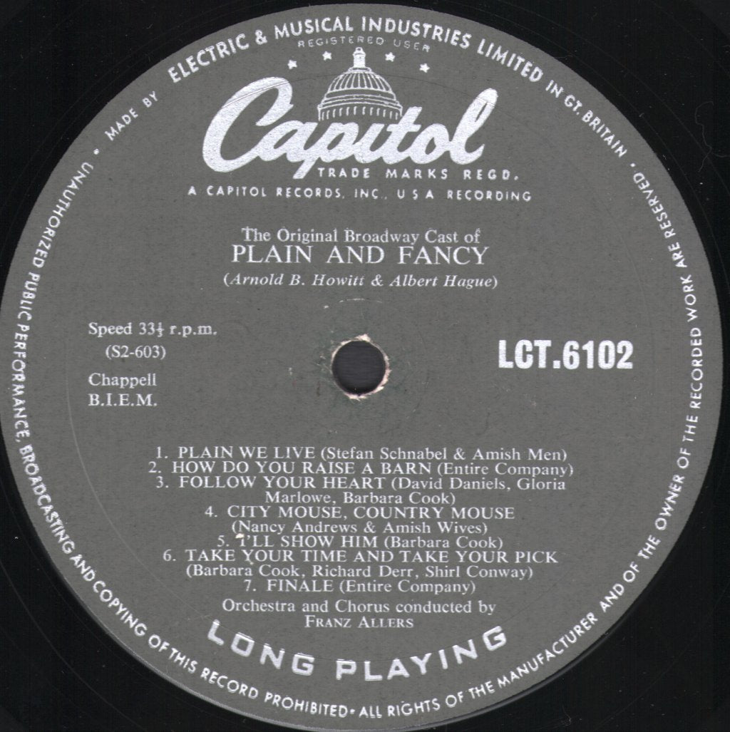 Plain And Fancy (Soundtrack) - Original Broadway Cast - Lp
