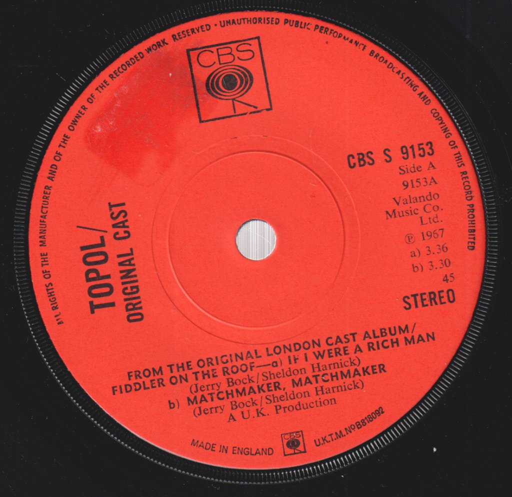 Topol - Fiddler On The Roof - 7 Inch