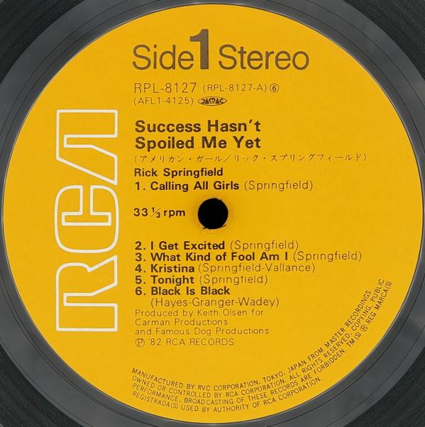 Rick Springfield - Success Hasn't Spoiled Me Yet - Lp