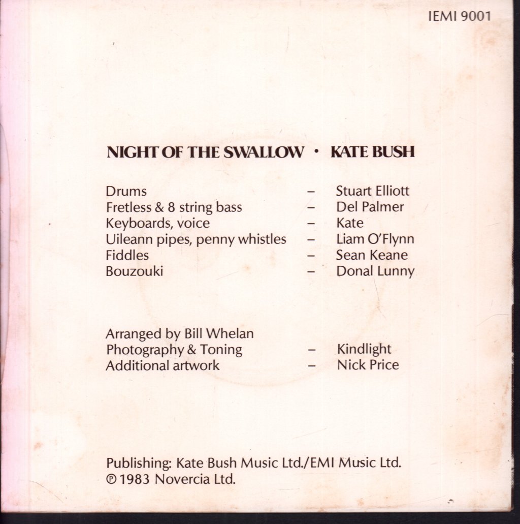 Kate Bush - Night Of The Swallow - 7 Inch
