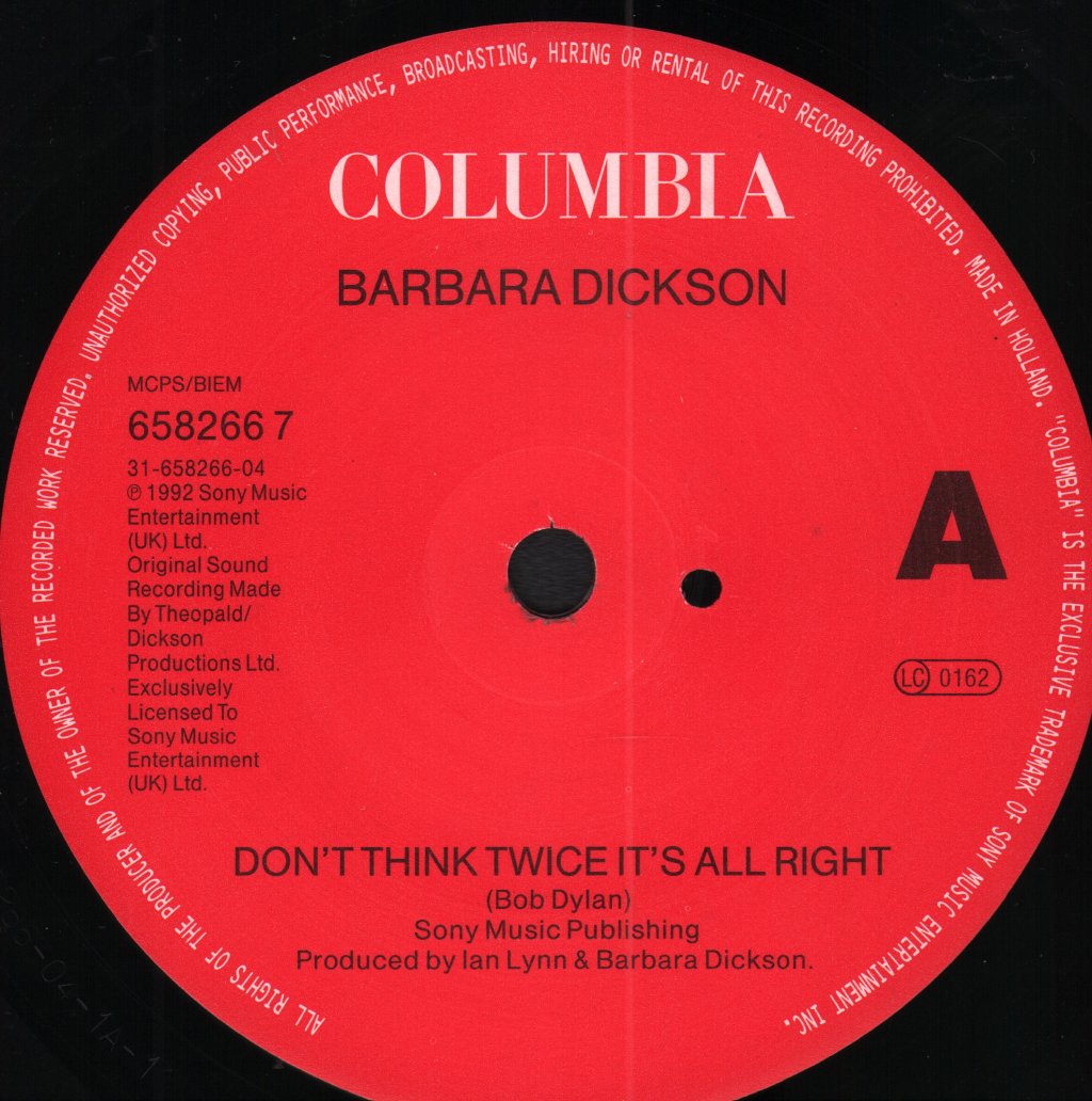 Barbara Dickson - Don't Think Twice It's All Right - 7 Inch