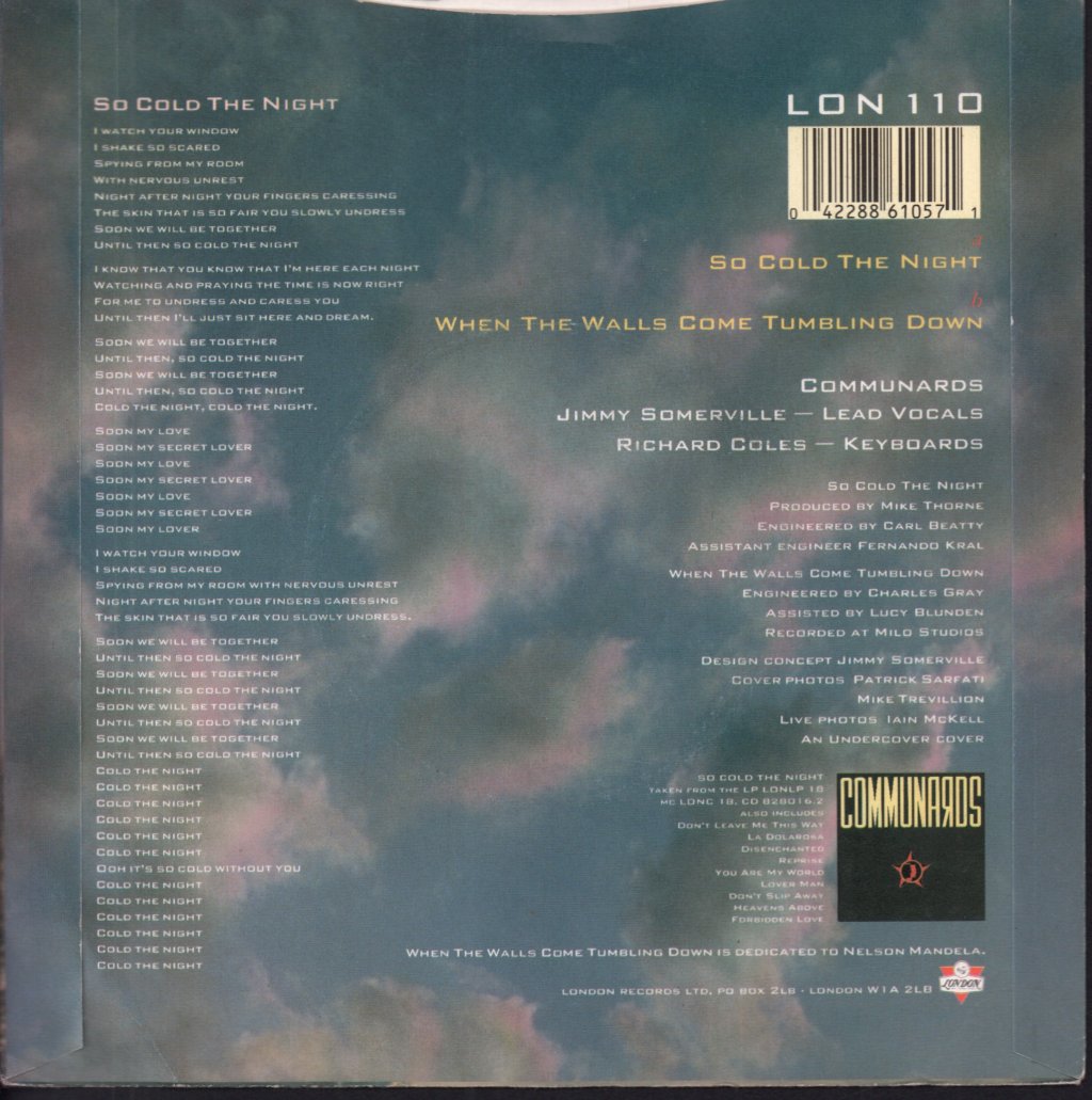 Communards - So Cold The Night - 7 Inch