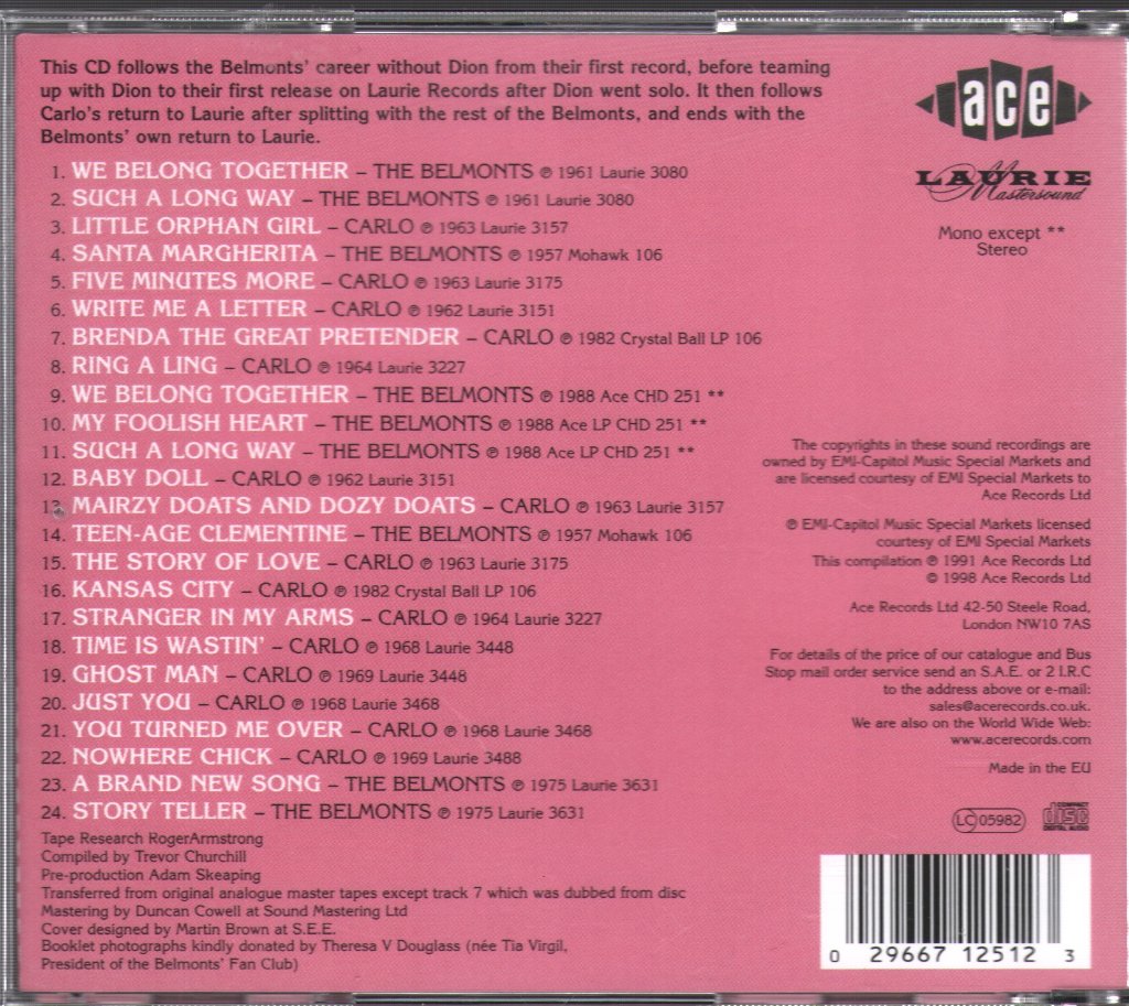 Carlo And The Belmonts - Carlo And The Belmonts - Cd
