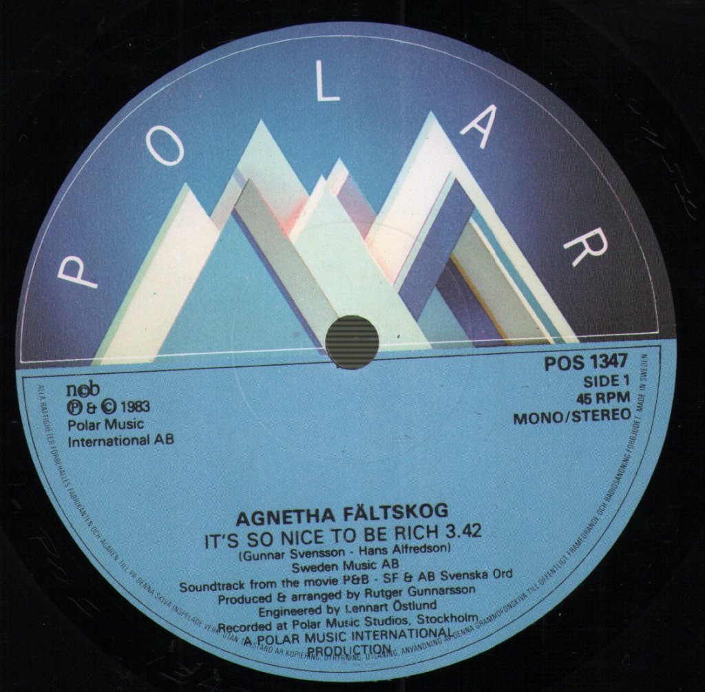 Agnetha Faltskog - It's So Nice To Be Rich - 7 Inch