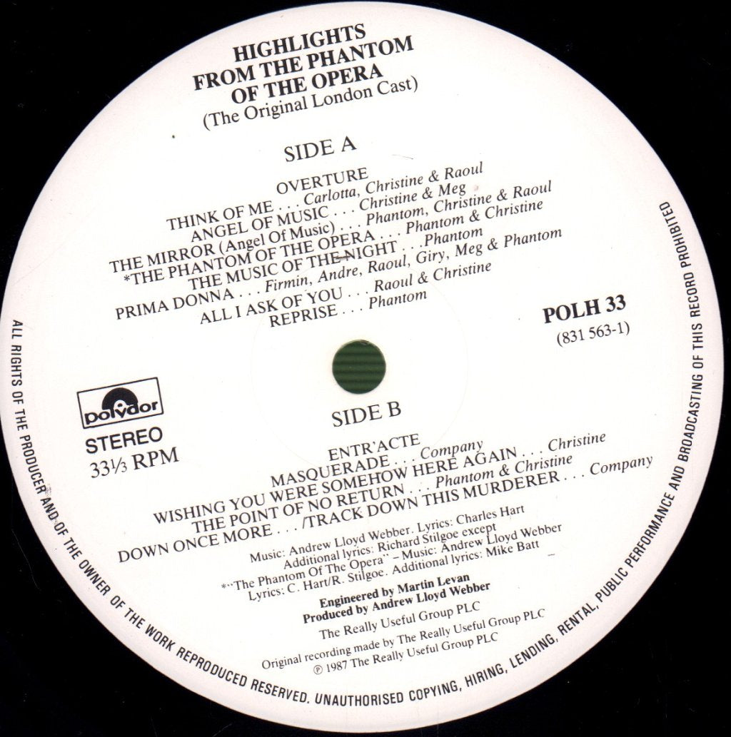 Various Artists - Phantom Of The Opera (Highlights From) - Lp