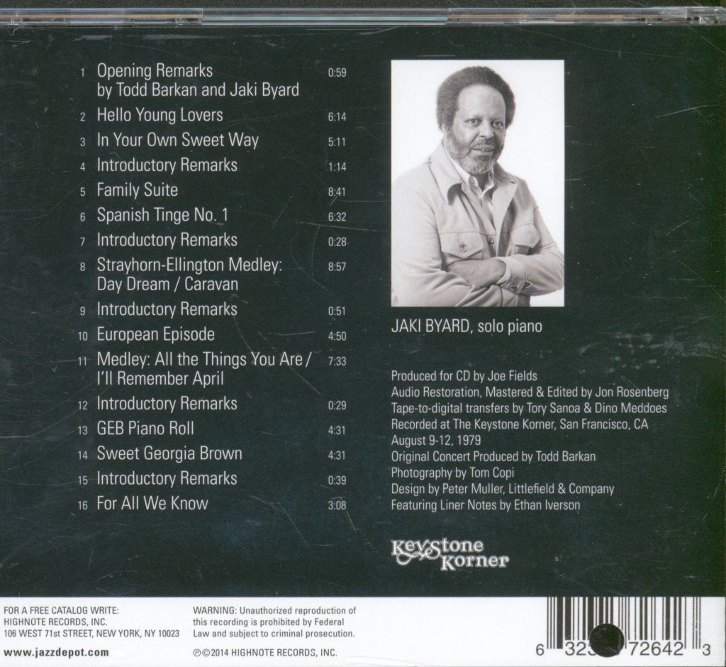 Jaki Byard - Late Show: An Evening With Jaki Byard - Cd