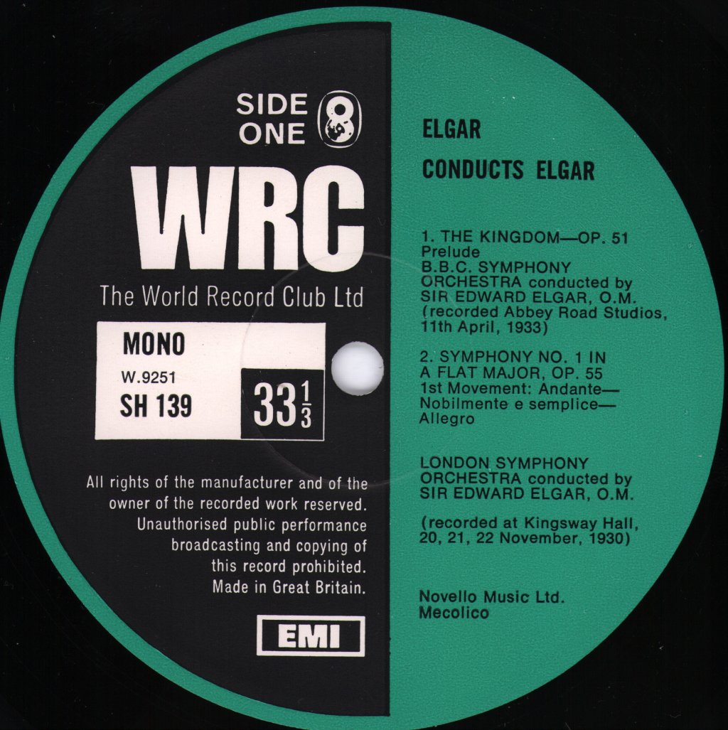 Sir Edward Elgar / London Symphony / BBC Symphony Orchestra - Elgar Conducts Elgar - Lp