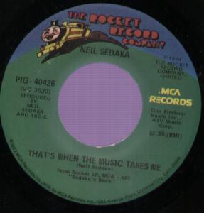 Neil Sedaka - That's When The Music Takes Me - 7 Inch