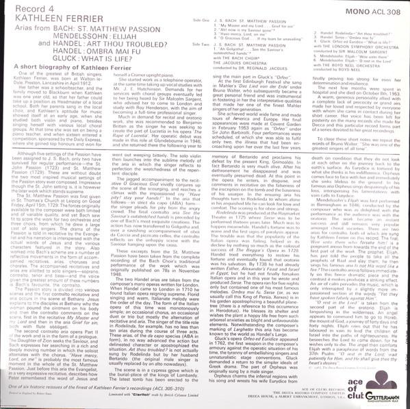 Kathleen Ferrier - A Recital Of Arias (Record 4) - Lp